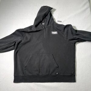 Puma Hoodie Mens 3XL Black Wordmark Logo Fleece Lined Long Sleeve Pullover